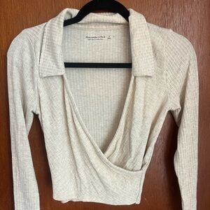 Abercrombie Soft A&F Long Sleeve Polo Wrap Top